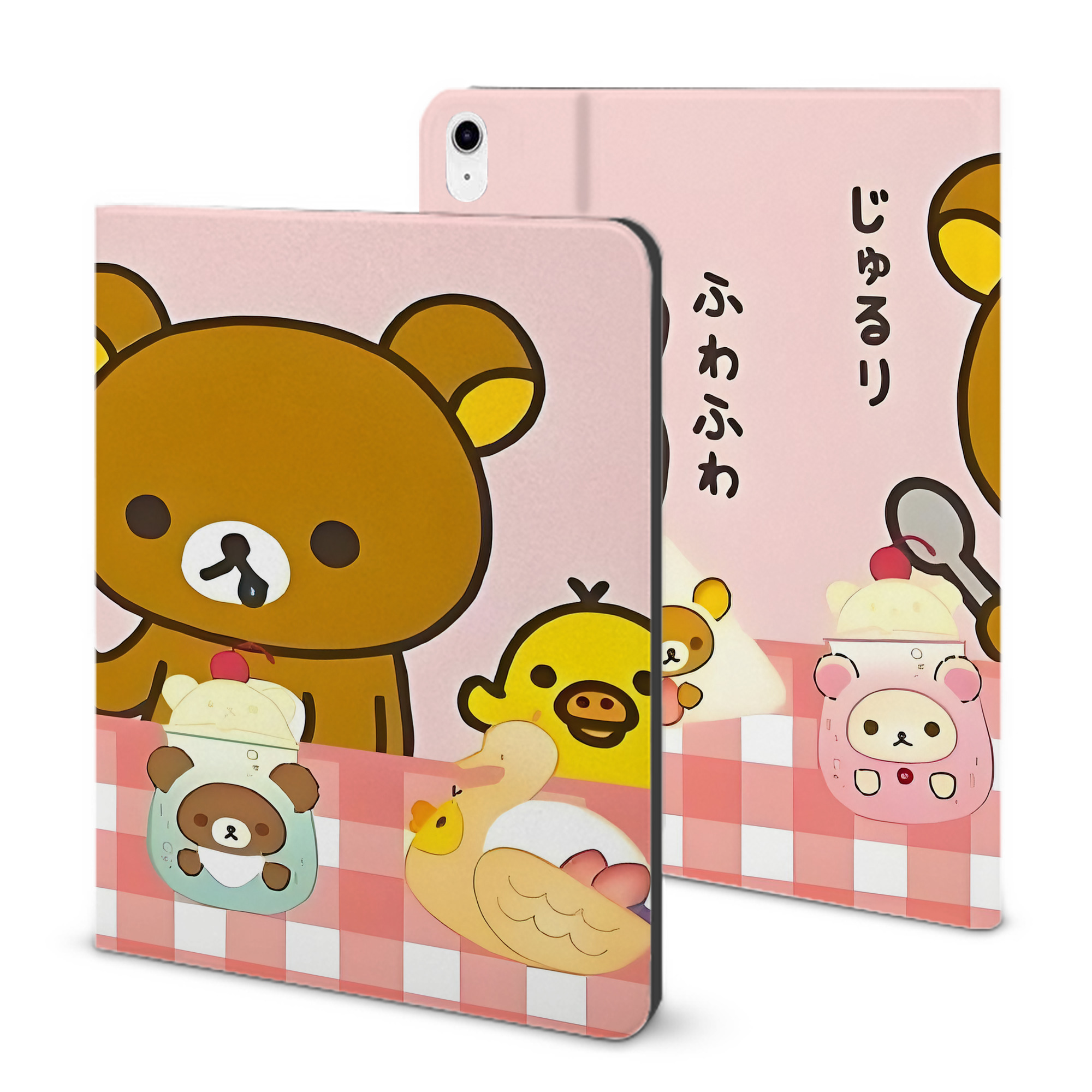 （画像用） リラックマ リラックマ キイロイトリ Rilakkuma Korilakkuma Kiiroitori IPad ケース ブック型 PUレザー TPU 耐衝撃 軽量 薄型 ペン収納なし 全面保護 IPad 各モデル対応
